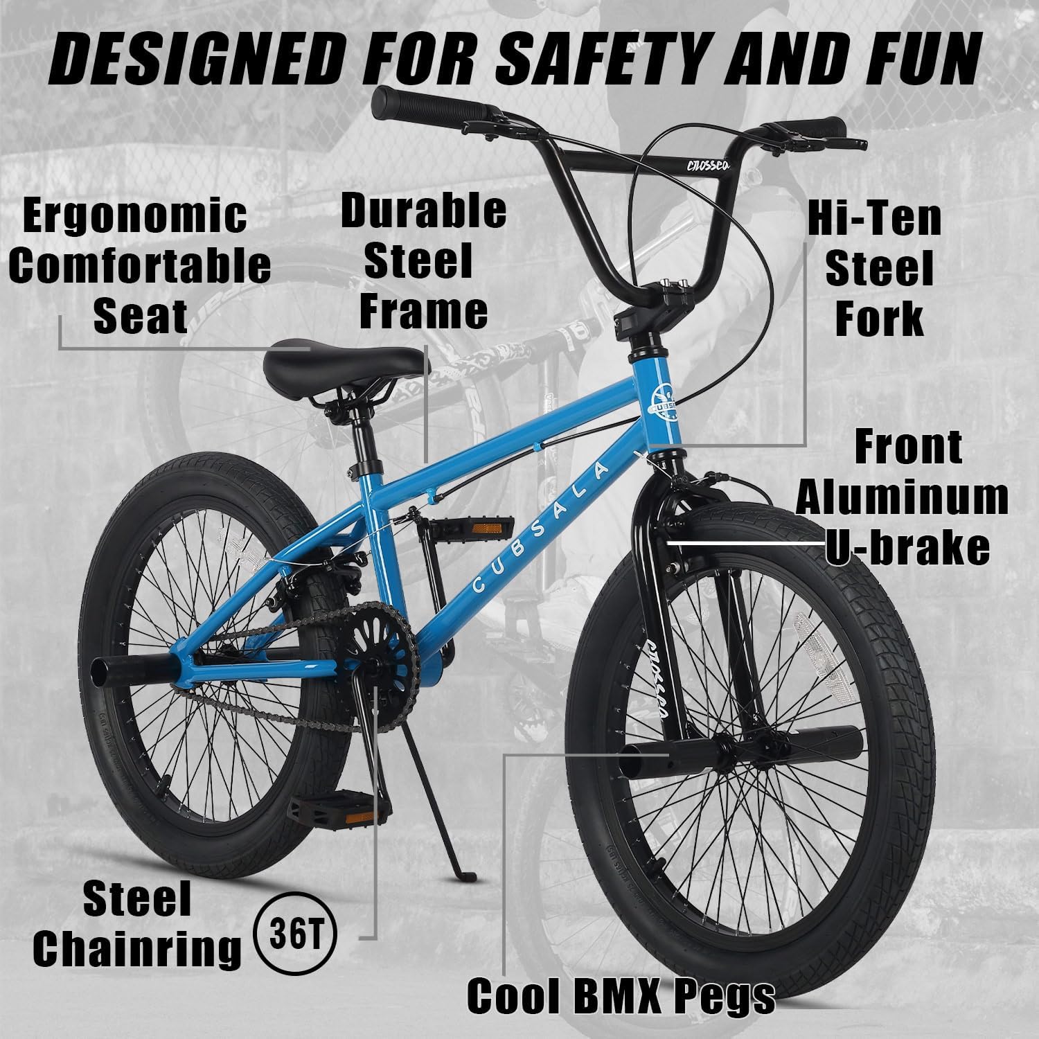 cubsala Freestyle BMX Bike, 18 20 Inch Kids Bicycle for 5-13 Years Old Kids and Beginner Level Rider, Multiple Colors