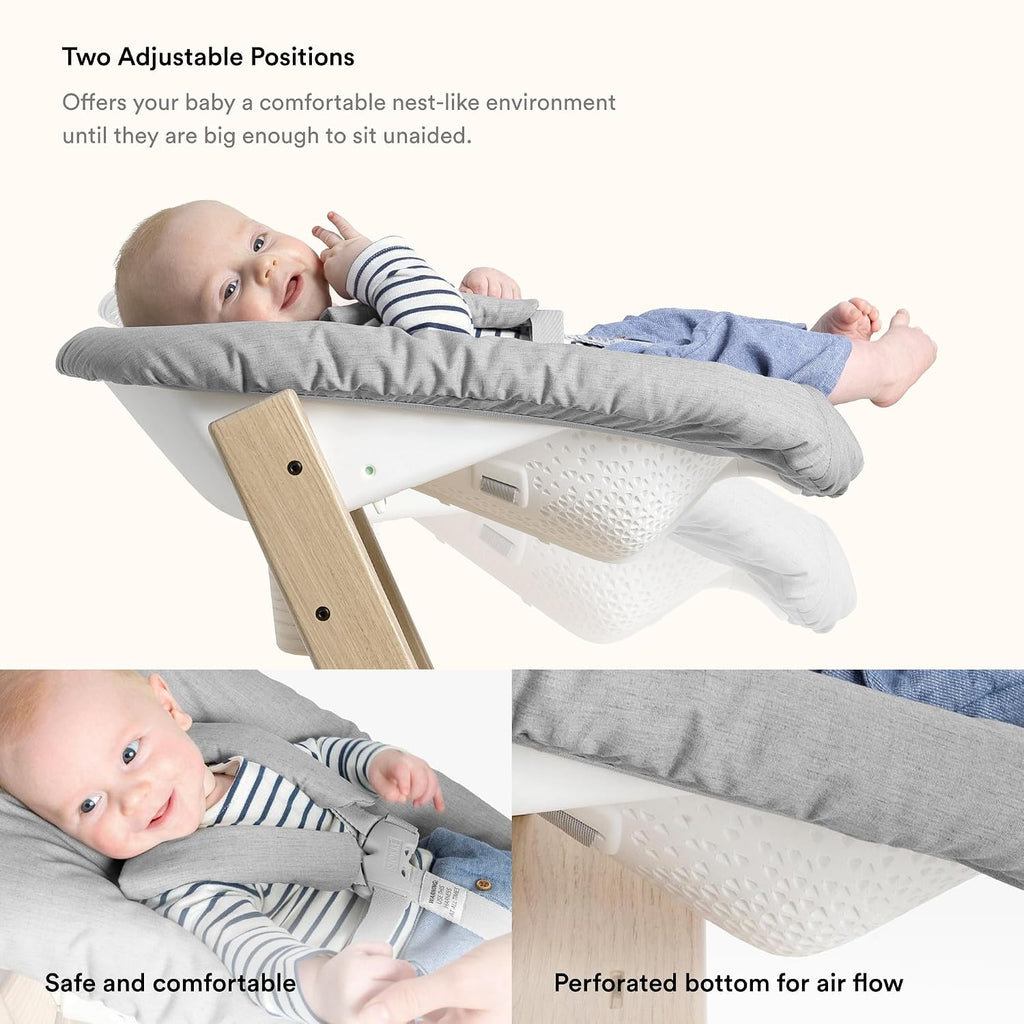 Tripp Trapp Chair from Stokke (Natural) + Tripp Trapp Newborn Set (Grey) - Cozy, Safe & Simple to Use - for Newborns Up to 20 lbs