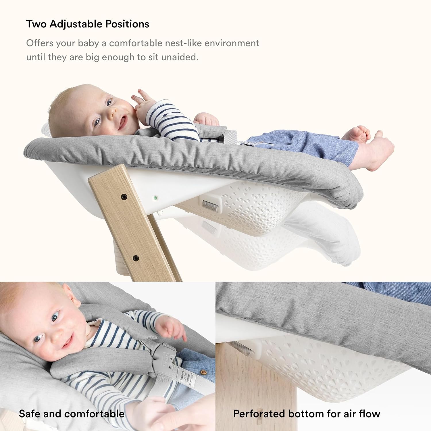 Tripp Trapp Chair from Stokke (Natural) + Tripp Trapp Newborn Set (Grey) - Cozy, Safe & Simple to Use - for Newborns Up to 20 lbs
