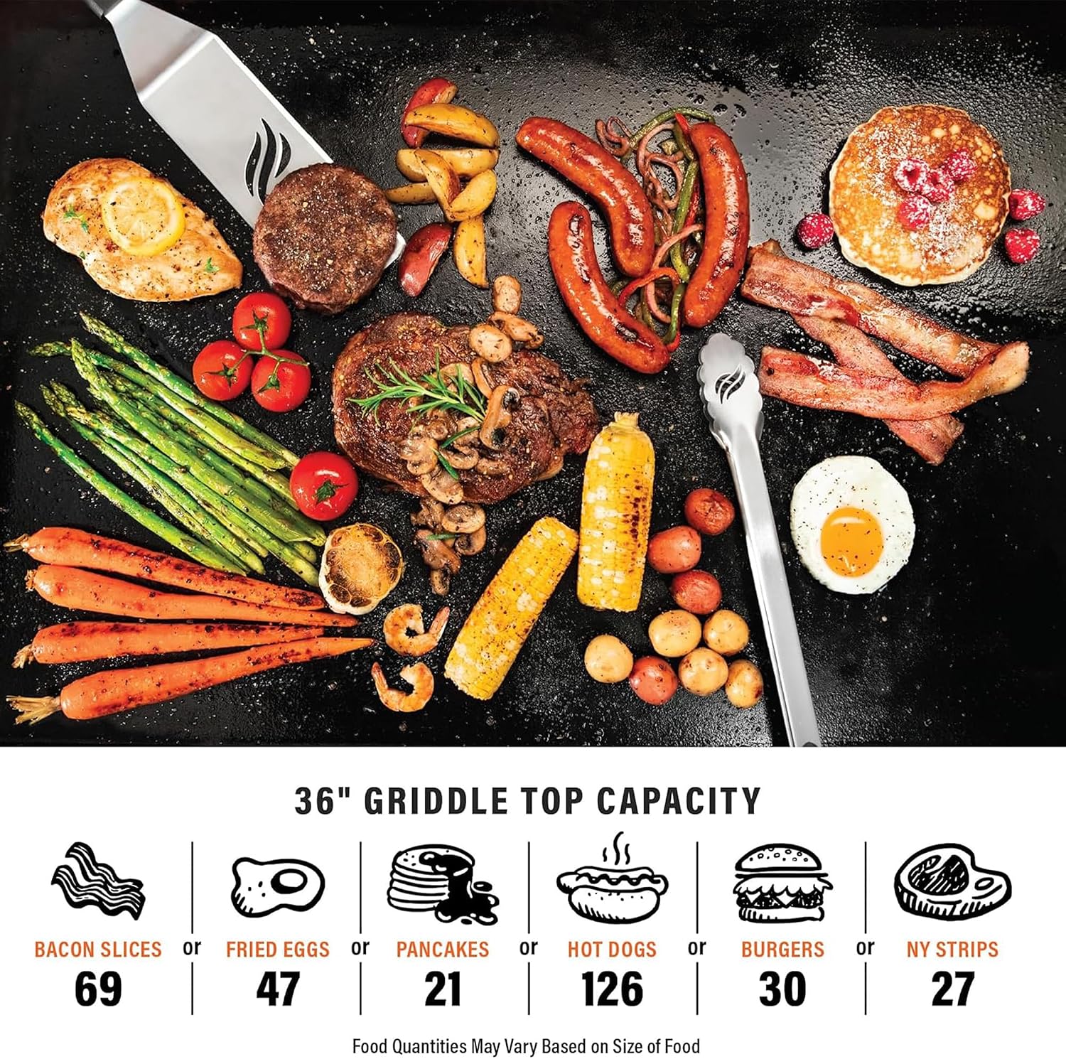 Blackstone Omnivore Outdoor Flat Top Gas Griddle w/Hard Cover, 36' - for Breakfast, BBQ & Grilling w/Steel Cooking Surface, Folding Side Shelves, Rear Grease System & Push-Button Ignition