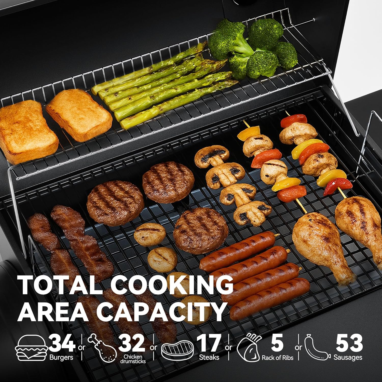 Royal Gourmet CC1830S BBQ Charcoal Grill and Offset Smoker | 823 Square Inch cooking surface, Outdoor for Camping | Black