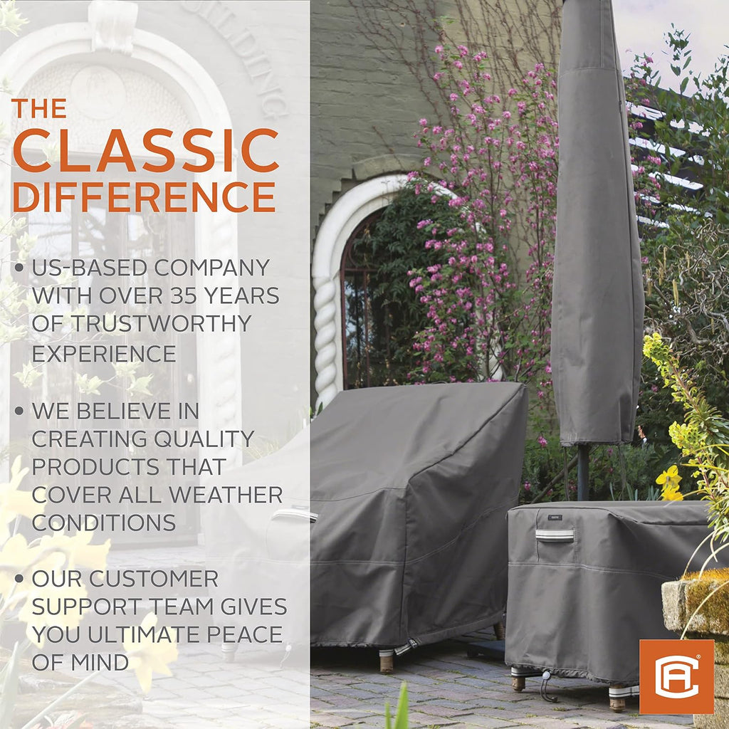 Classic Accessories Ravenna Water-Resistant 58 Inch BBQ Grill Cover and 108 Inch Rectangular/Oval Patio Table & Chair Set Cover Bundle