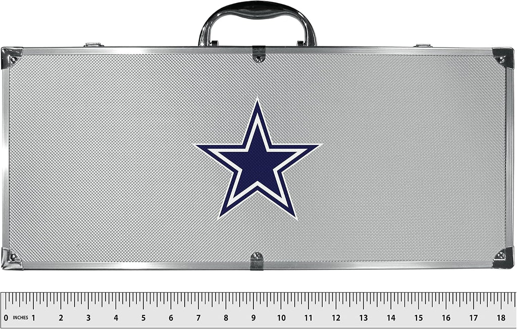 NFL Siskiyou Sports Fan Shop Dallas Cowboys Steel Tailgater BBQ Set w/Case 8 piece Gray