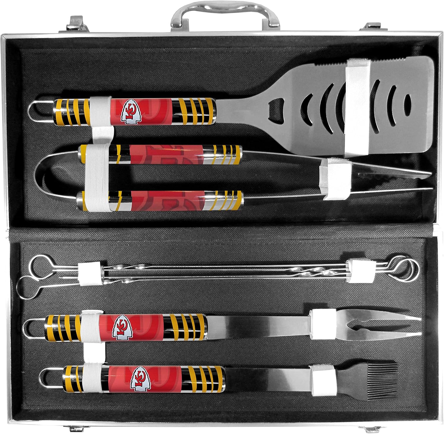 NFL Siskiyou Sports Fan Shop Kansas City Chiefs Steel Tailgater BBQ Set w/Case 8 piece Gray