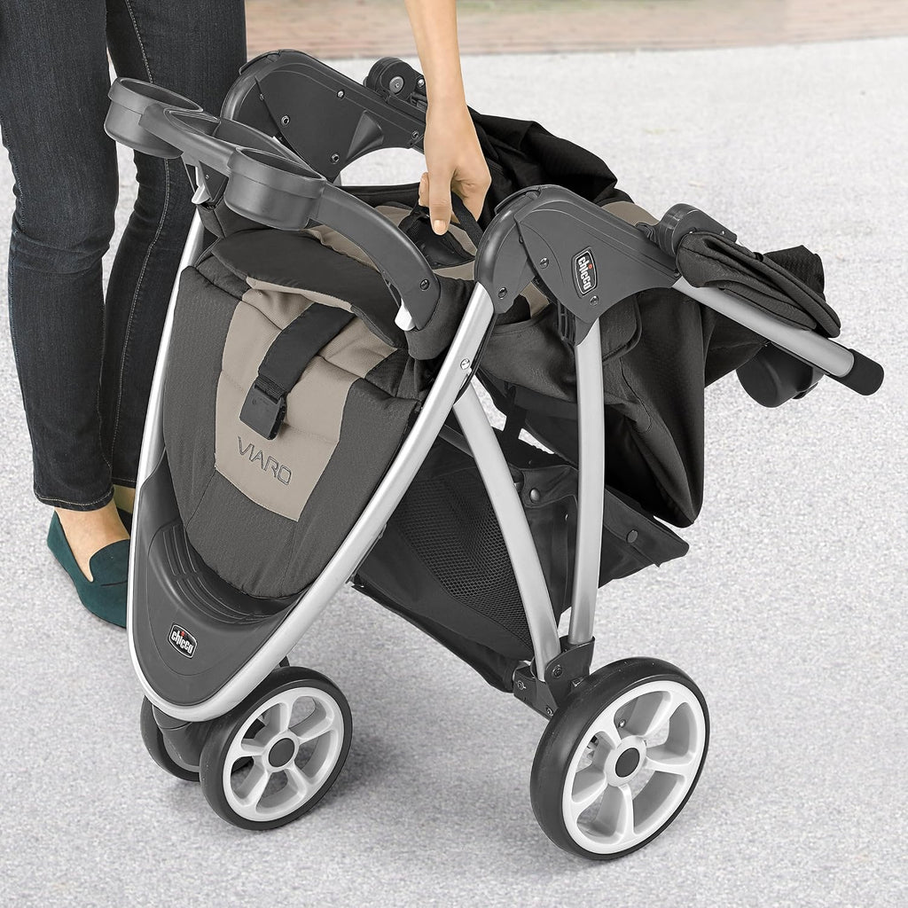 Chicco Viaro Travel System, Viaro Quick-Fold Stroller with KeyFit 30 Infant Car Seat and Base, Apex/Black
