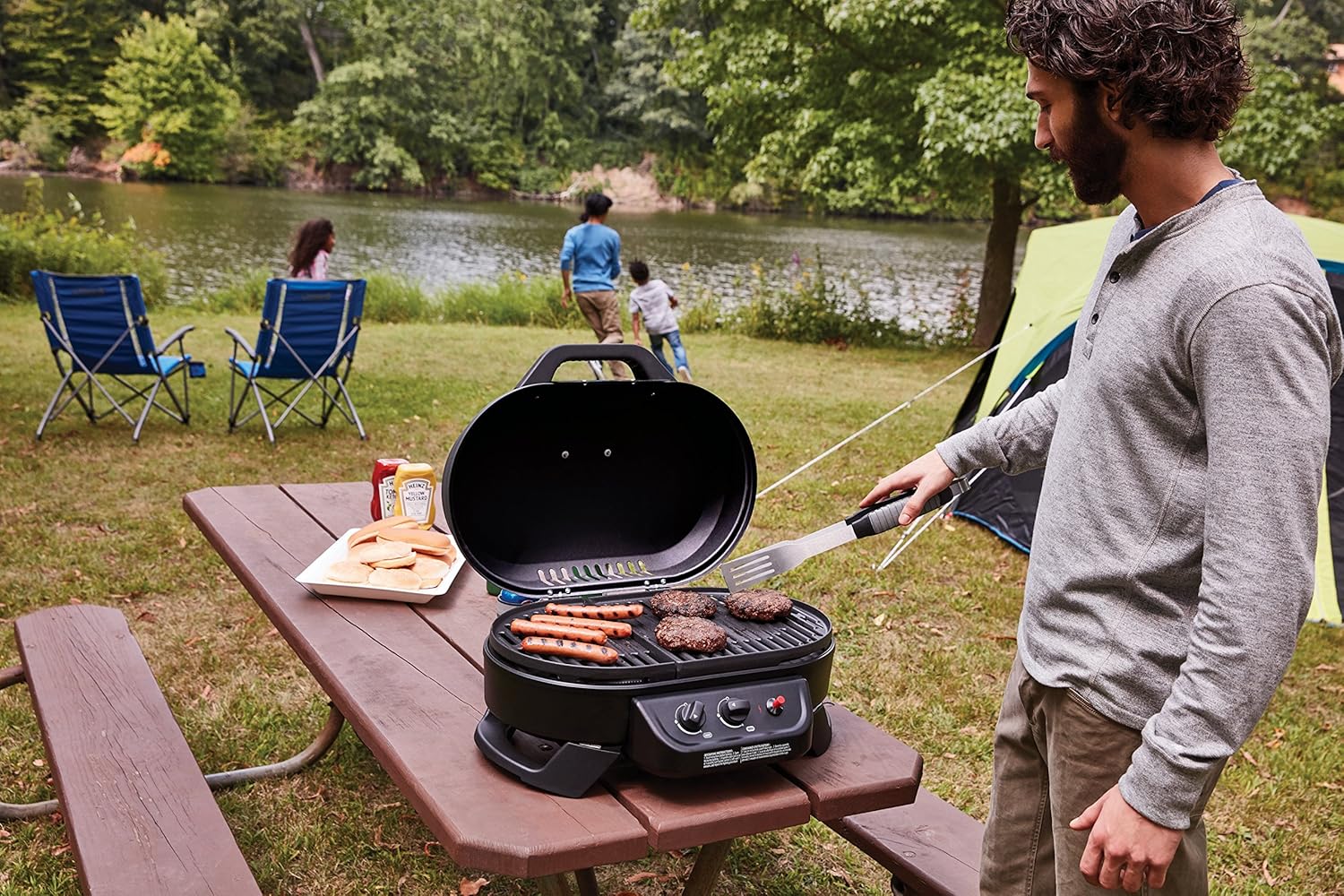 Coleman RoadTrip 225 Portable Tabletop Grill, 2-Burner Gas Grill with Matchless Ignition & Adjustable Temperature Control, 11,000 BTUs of Power for Grilling, Tailgating, Camping, BBQ, & More