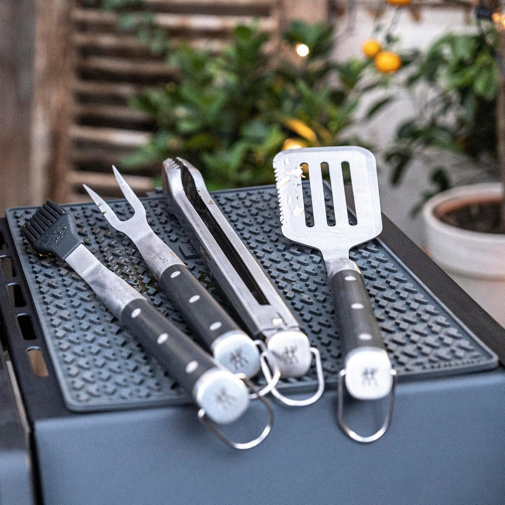 ZWILLING BBQ+, 5-pc Grill Tool Set, Grill Spatula, Grill Tongs, Grill Fork, Basting Brush, Chef's Wrap, Made from Durable and Corrosion-Resistant Stainless Steel, Travel Friendly, Easy-to-Clean