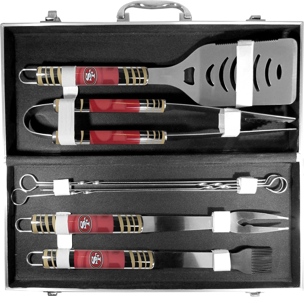 NFL Siskiyou Sports Fan Shop San Francisco 49ers Steel Tailgater BBQ Set w/Case 8 piece Gray