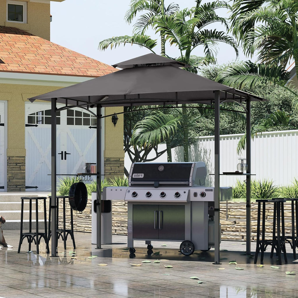MASTERCANOPY 8 x 5 Grill Gazebo Outdoor BBQ Gazebo Canopy with 2 LED Lights (Dark Gray)