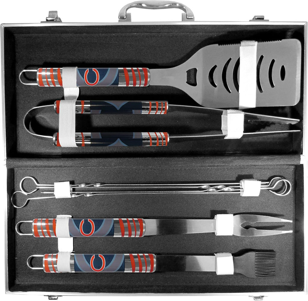 NFL Siskiyou Sports Fan Shop Chicago Bears Steel Tailgater BBQ Set w/Case 8 piece Gray