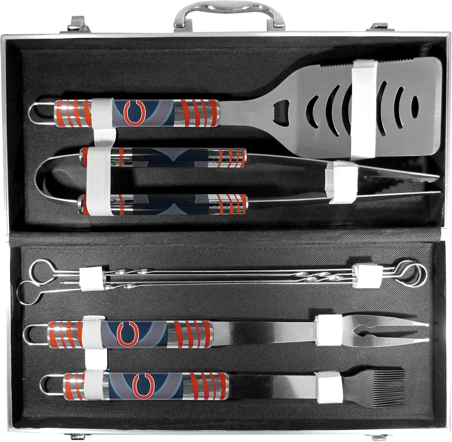 NFL Siskiyou Sports Fan Shop Chicago Bears Steel Tailgater BBQ Set w/Case 8 piece Gray
