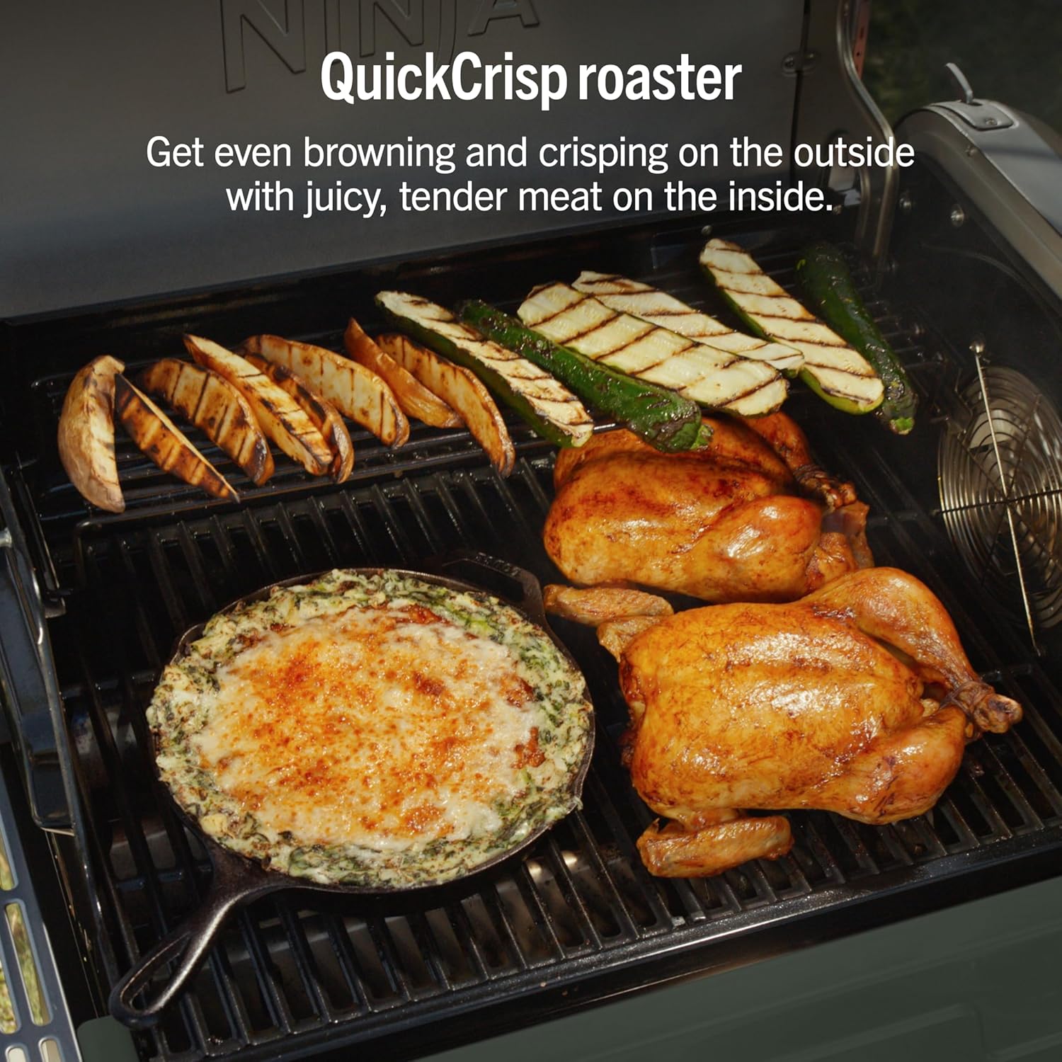 Ninja FlexFlame Grill and Smoker | Electric and Propane Grill, Roaster, BBQ Grill | 5-in-1 Cooking System | 3 Burner | Digital Control | Outdoor Cooking, Griddle, Pizza Maker | Green | PG301GN
