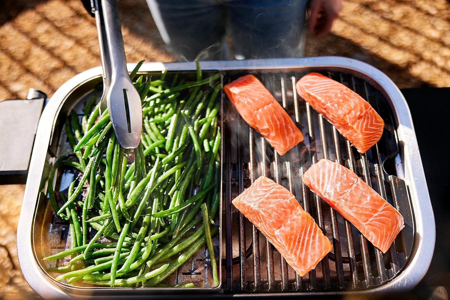 Weber Lumin Portable Electric Grill, Black – High‑Heat Outdoor BBQ Reaching 600°F for Searing, Smoking, Steaming & Warming – Ideal for Samll Spaces & Travel