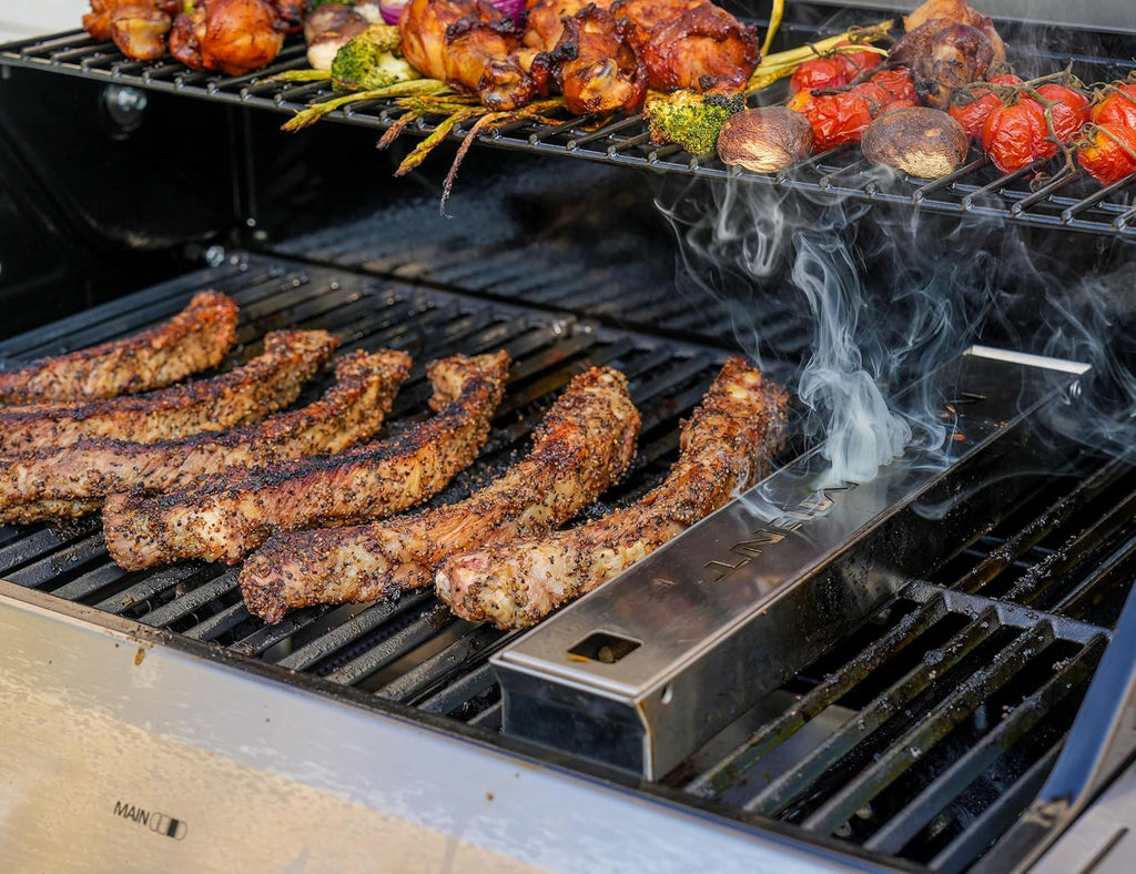 Monument Grills Denali Series, Denali 405 4-Burner Liquid Propane Gas Smart BBQ Grill Stainless Steel with Smoke Box(2 items)