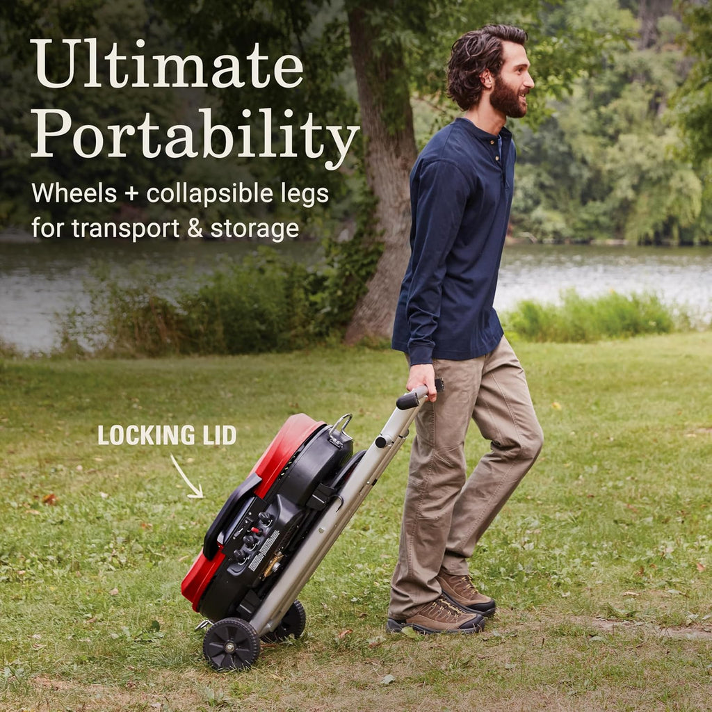 Coleman RoadTrip 285 Portable Stand-Up Propane Grill with 3 Adjustable Burners & Instastart Ignition, 20,000 BTUs of Power for Outdoor Cooking, Camping, Tailgating, Grilling, BBQs, & More