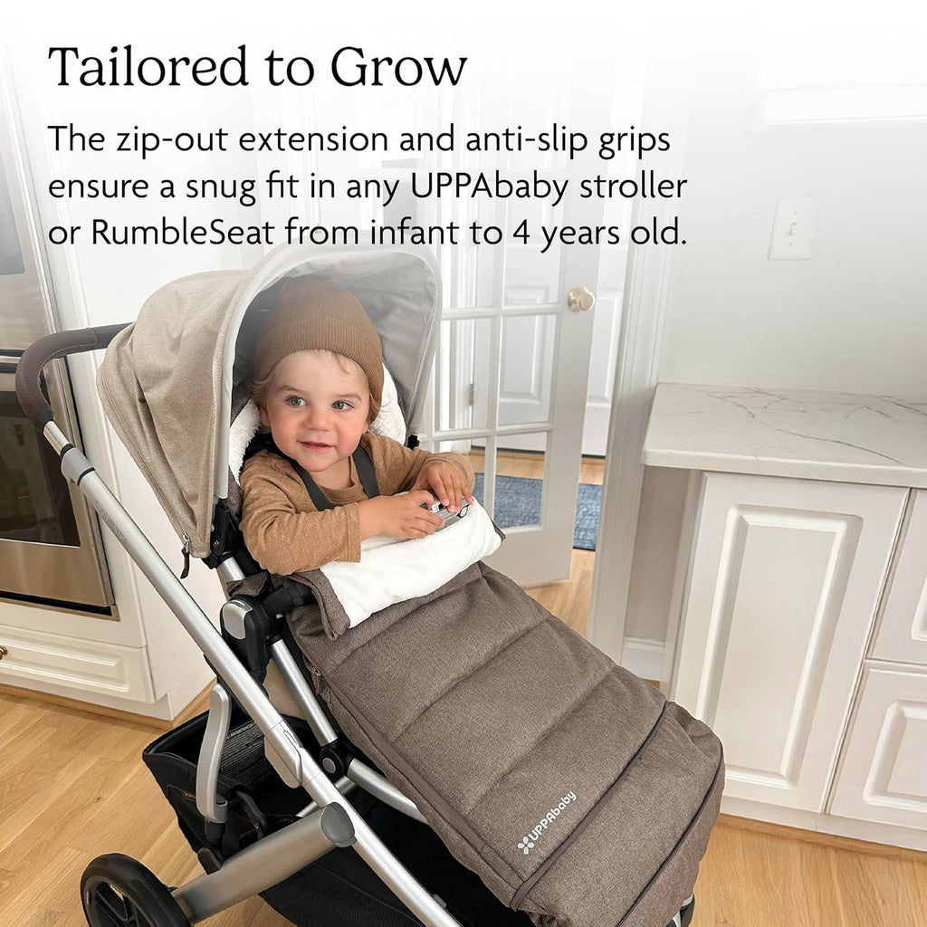 UPPAbaby CozyGanoosh 2-in-1 Seasonal Footmuff - Easily Attaches to UPPAbaby Strollers and RumbleSeat – Versatile, Ultra-Plush Zip-Out Liner for Cold Weather – Savannah (Pearl Gray Jacquard)