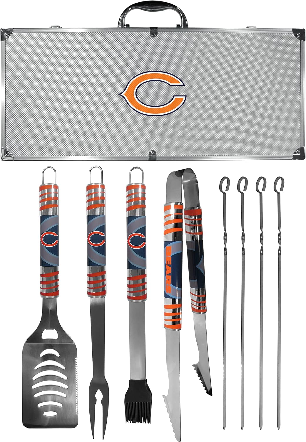 NFL Siskiyou Sports Fan Shop Chicago Bears Steel Tailgater BBQ Set w/Case 8 piece Gray