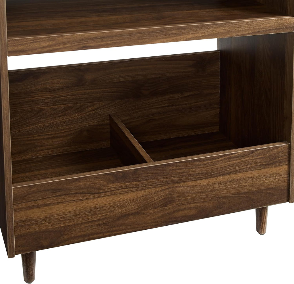 Crosley Furniture Liam Turntable Record Player Stand with Storage for Vinyl Records, Mid Century Modern, Walnut