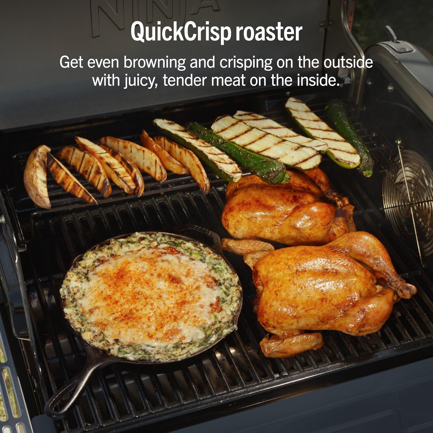 Ninja FlexFlame Grill and Smoker | Electric and Propane Grill, Roaster, BBQ Grill | 5-in-1 Cooking System | 3 Burner | Digital Control | Outdoor Cooking, Griddle, Pizza Maker | Blue | PG301BL