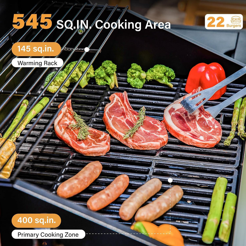 Sophia & William 4-Burner Propane Gas BBQ Grill with Side Burner and Porcelain-Enameled Cast Iron Grates, Stainless Steel Barbecue Grills Outdoor Cooking, Silver Cabinet Style, 42,000BTU