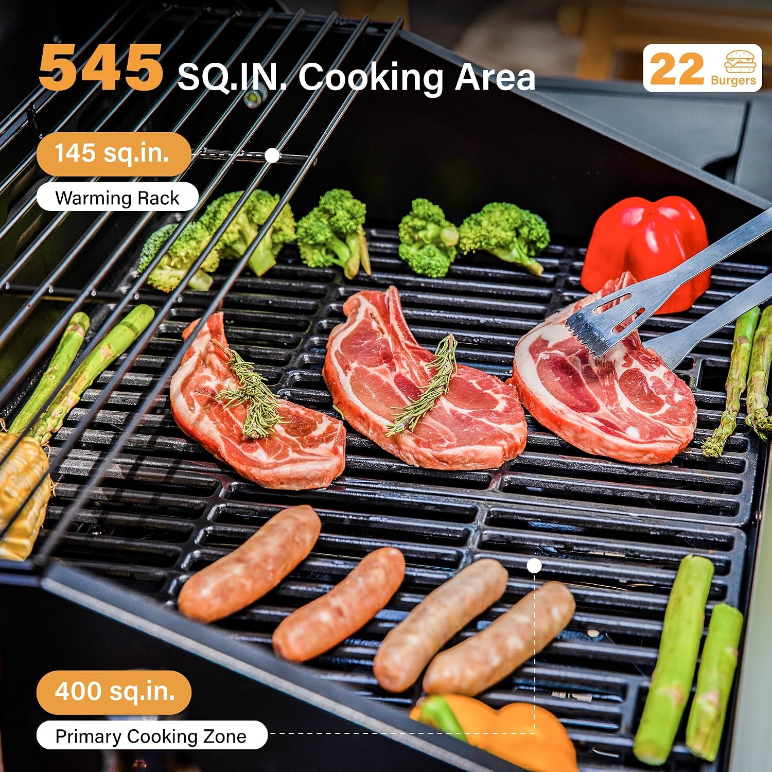 Sophia & William 4-Burner Propane Gas BBQ Grill with Side Burner and Porcelain-Enameled Cast Iron Grates, Stainless Steel Barbecue Grills Outdoor Cooking, Silver Cabinet Style, 42,000BTU