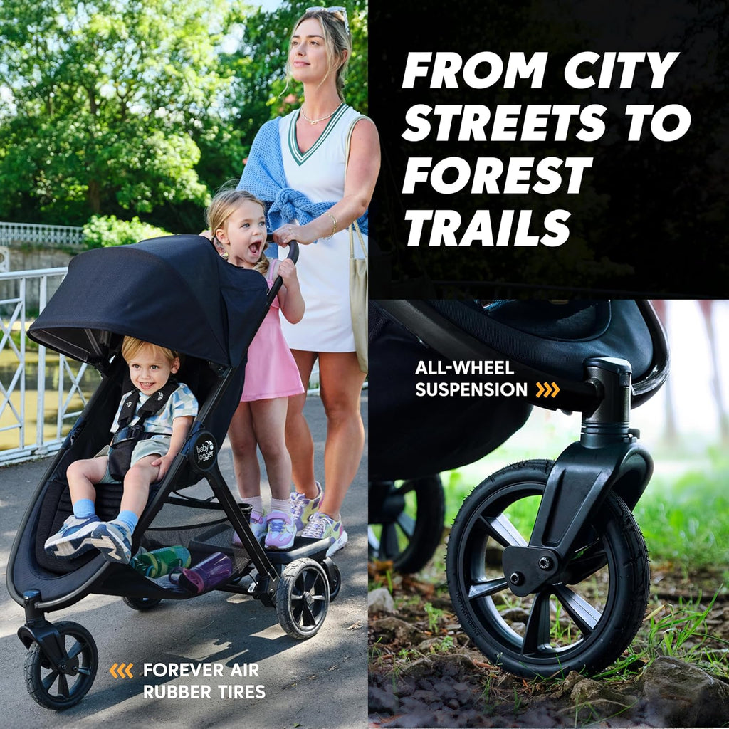 Baby Jogger City mini GT3 Travel System – Car Seat Stroller Combo with All-Terrain Stroller with Forever Air Rubber Tires and All-Wheel Suspension, and City GO 2 FR-Free Infant Car Seat