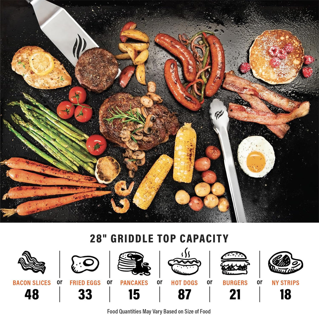 Blackstone Flat Top Gas Grill Griddle 2 Burner Propane Fuelled Rear Grease Management System, 1517, Outdoor Griddle Station for Camping, 28 inch