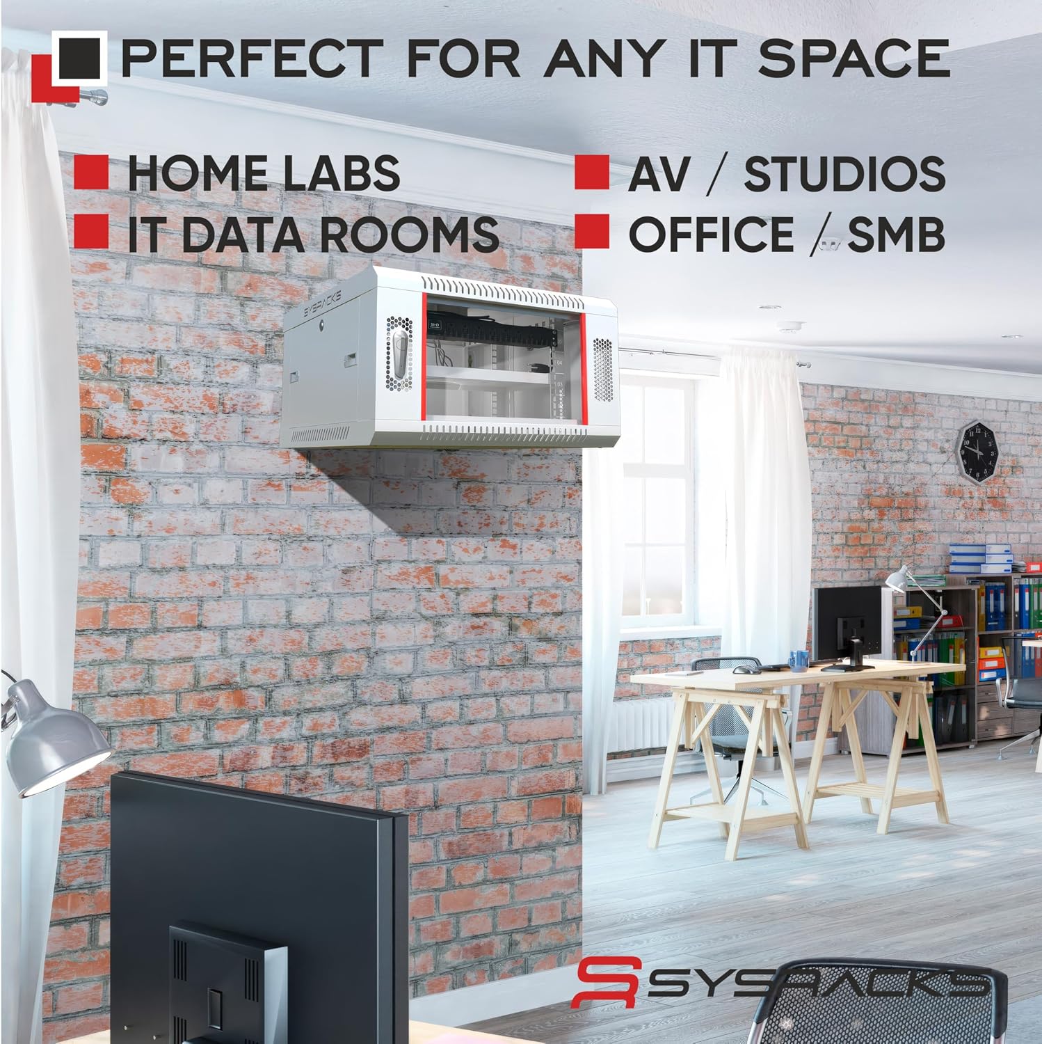 6U Wall Mount Server Rack Cabinet, 19' Locking Network Rack, 24' Deep, Glass Door, with Fan, PDU and Shelf