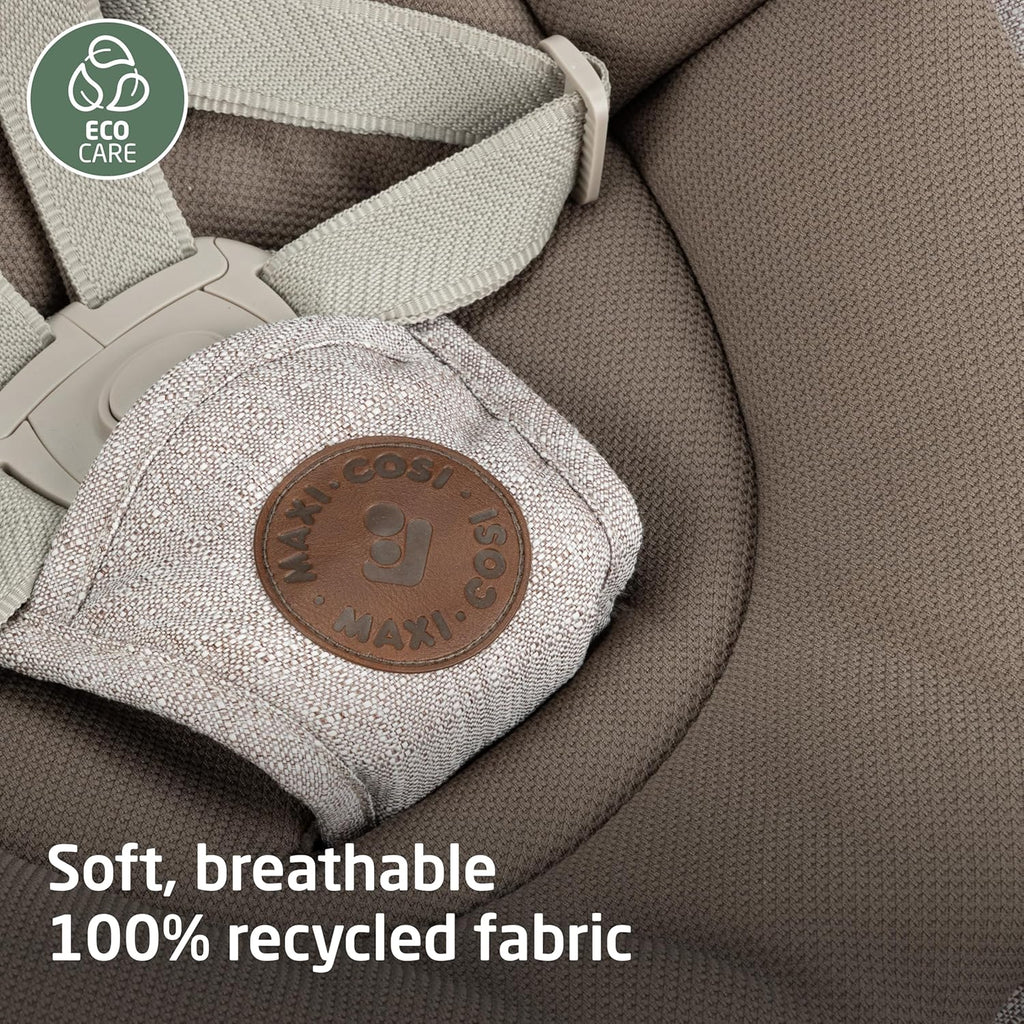 Maxi-Cosi Cassia Smart Baby Swing for Infants, Portable Foldable Swing with Music, 360 Rotation, 5 Speeds, 12 Melodies, EcoCare Fabric, Auto Motion Sensor, 2 Reclines, Truffle