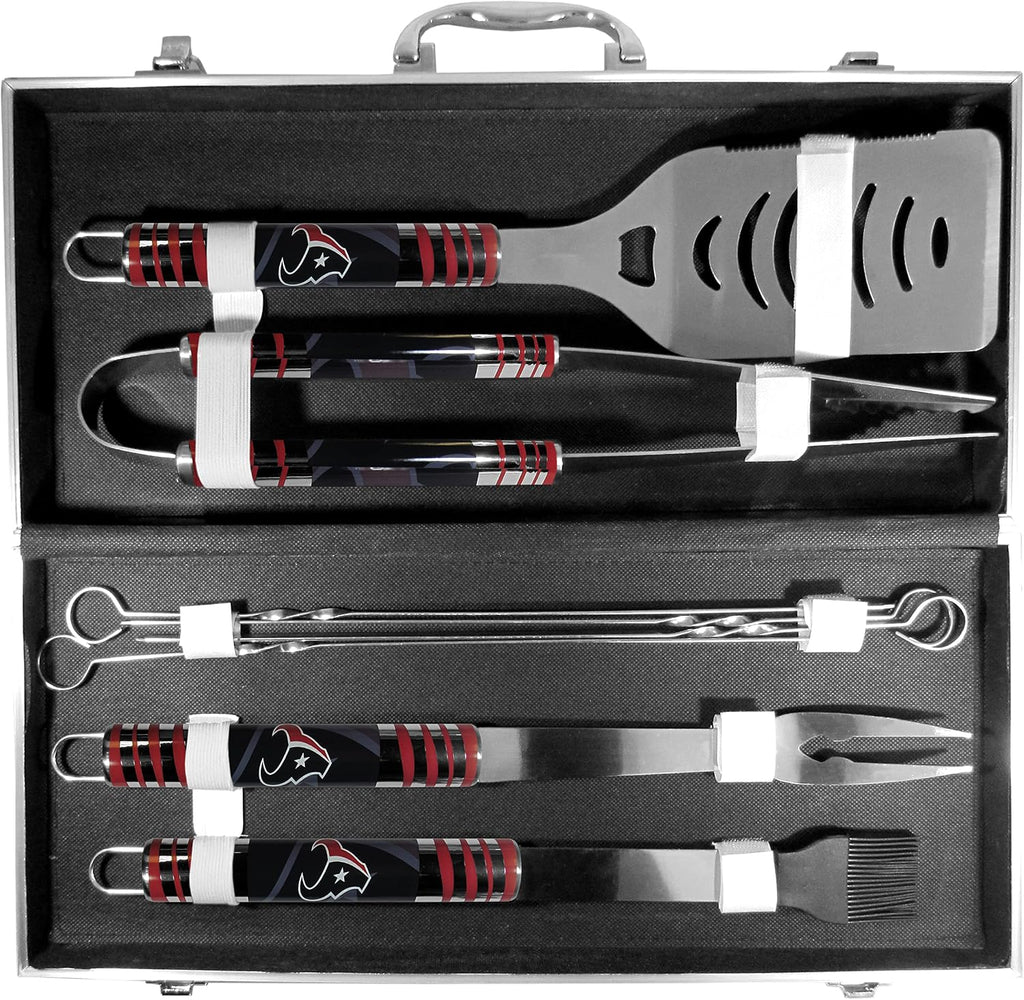 NFL Siskiyou Sports Fan Shop Houston Texans Steel Tailgater BBQ Set w/Case 8 piece Gray