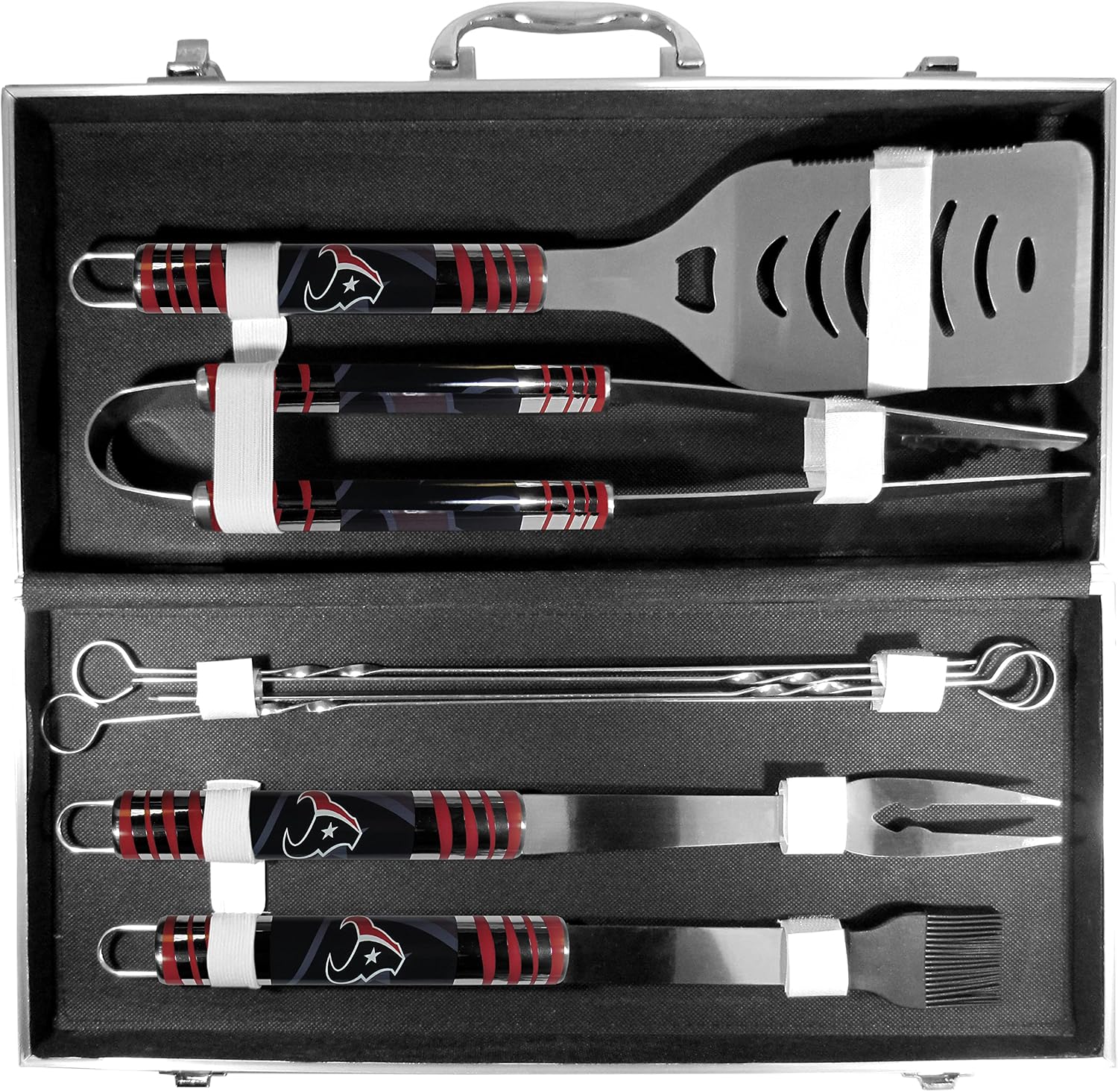NFL Siskiyou Sports Fan Shop Houston Texans Steel Tailgater BBQ Set w/Case 8 piece Gray