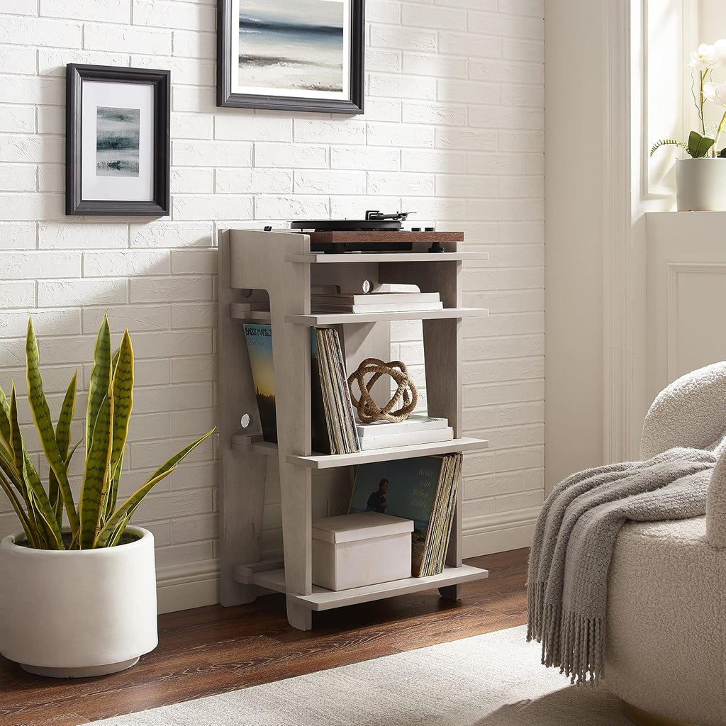 Crosley Furniture Soho Record Player Stand, Media Console with Vinyl Storage, Modern Home Organizer, Gray