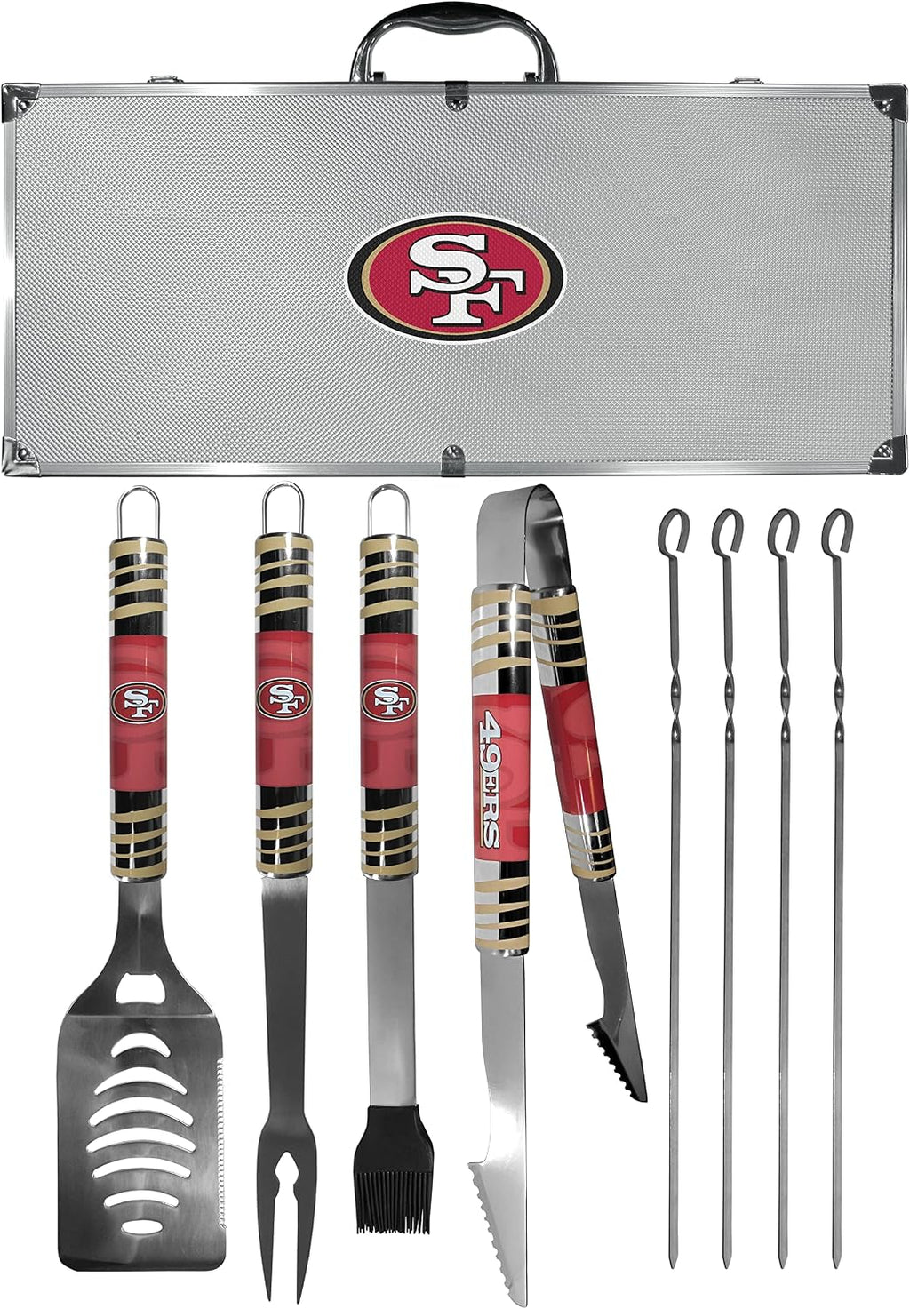 NFL Siskiyou Sports Fan Shop San Francisco 49ers Steel Tailgater BBQ Set w/Case 8 piece Gray