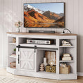 YITAHOME Corner TV Stand for 50 Inch TV, Farmhouse Entertainment Center with Storage & Power Outlet, TV Console Cabinet and Sliding Barn Door for Living Room, Grey Wash & Grey White