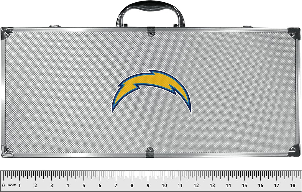 NFL Siskiyou Sports Fan Shop Los Angeles Chargers Steel Tailgater BBQ Set w/Case 8 piece Gray