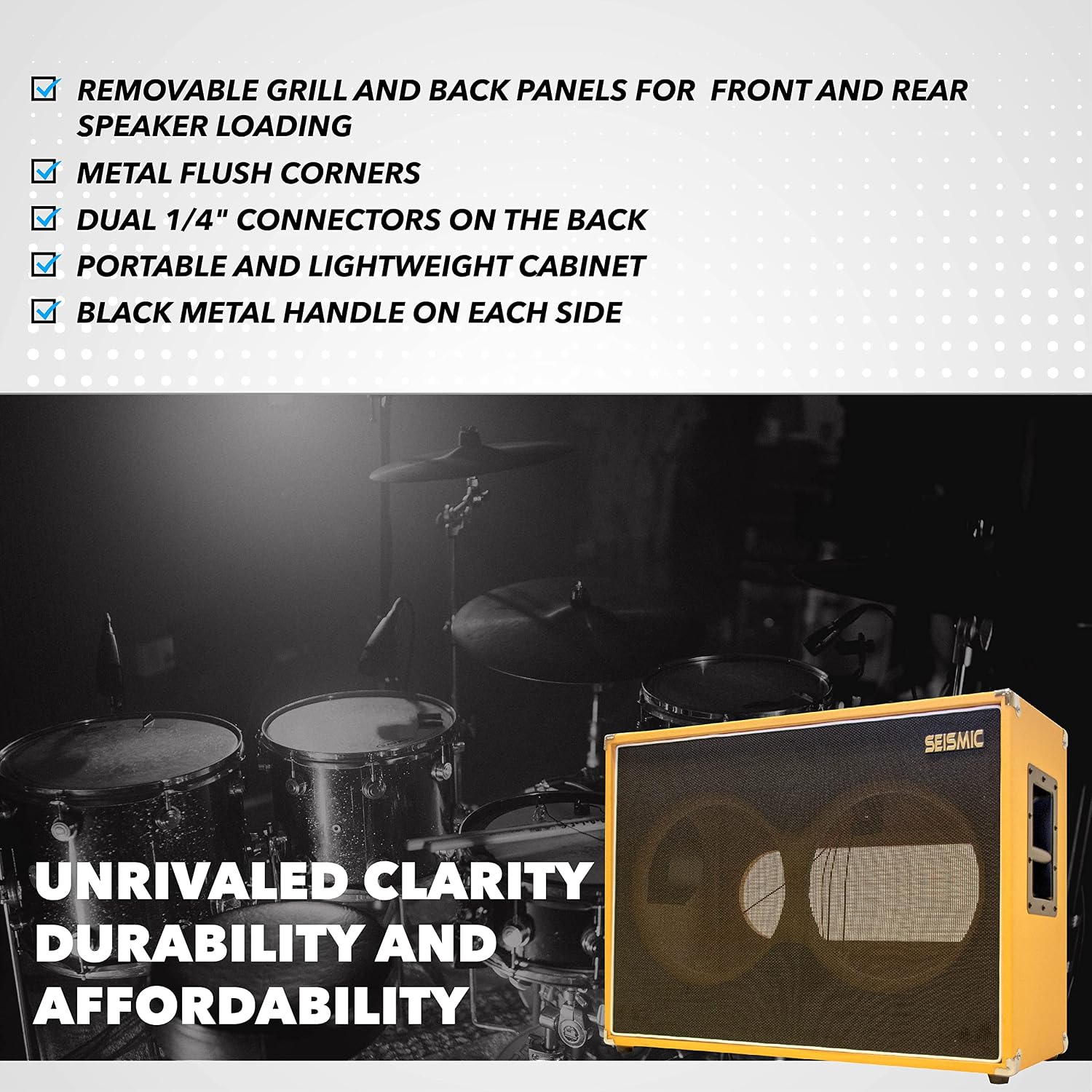 Seismic Audio - 2x12 GUITAR SPEAKER CAB EMPTY - 7 Ply Birch - 12' Speakerless Cabinet - 212 - Orange Tolex - Black Cloth Grill - Front or Rear Loading Options