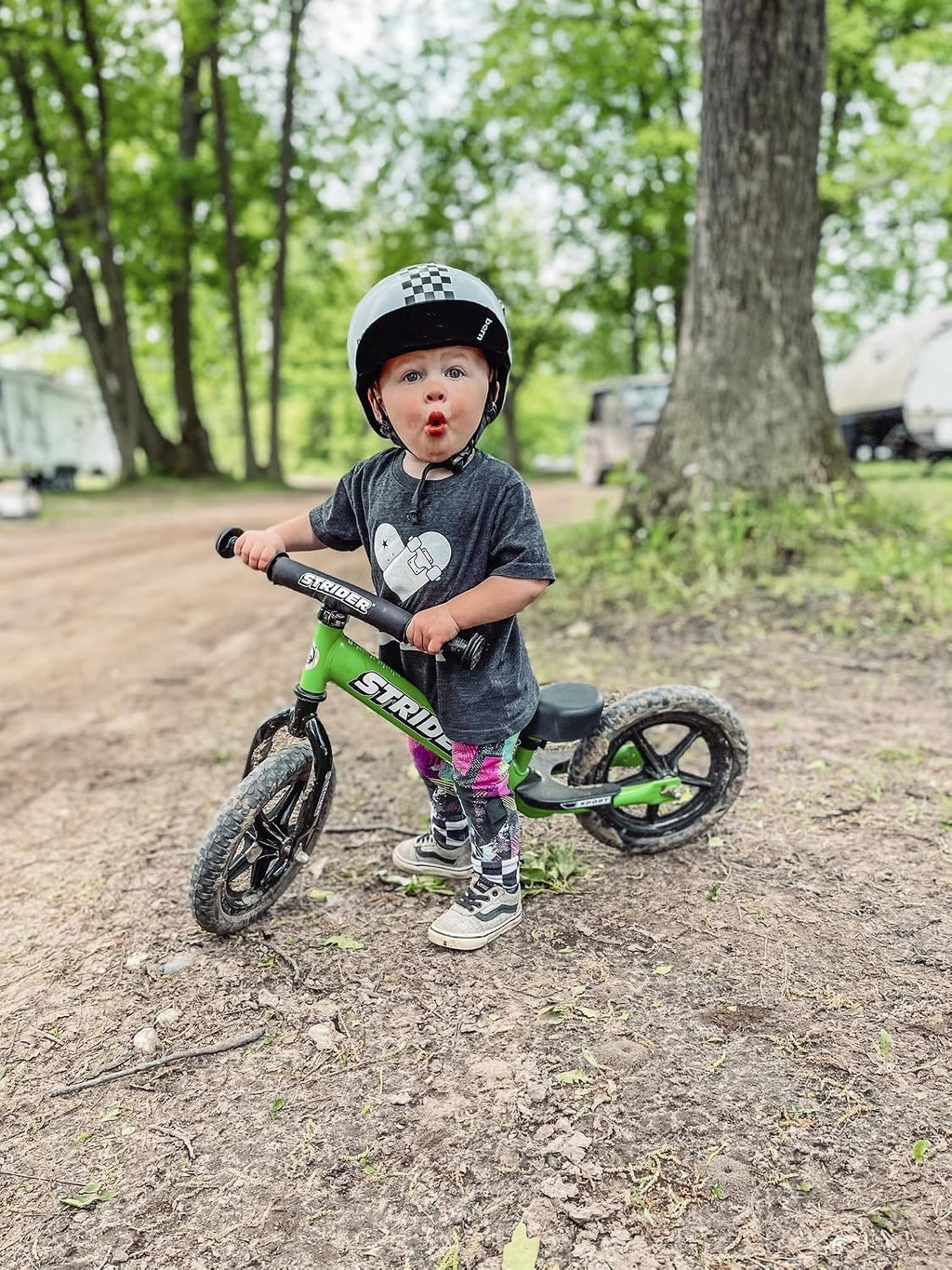 Strider 12' Sport Bike - No Pedal Balance Bicycle for Kids 1 to 4 Years - Includes Safety Pad, Padded Seat, Mini Grips & Flat-Free Tires - Tool-Free Assembly & Adjustments