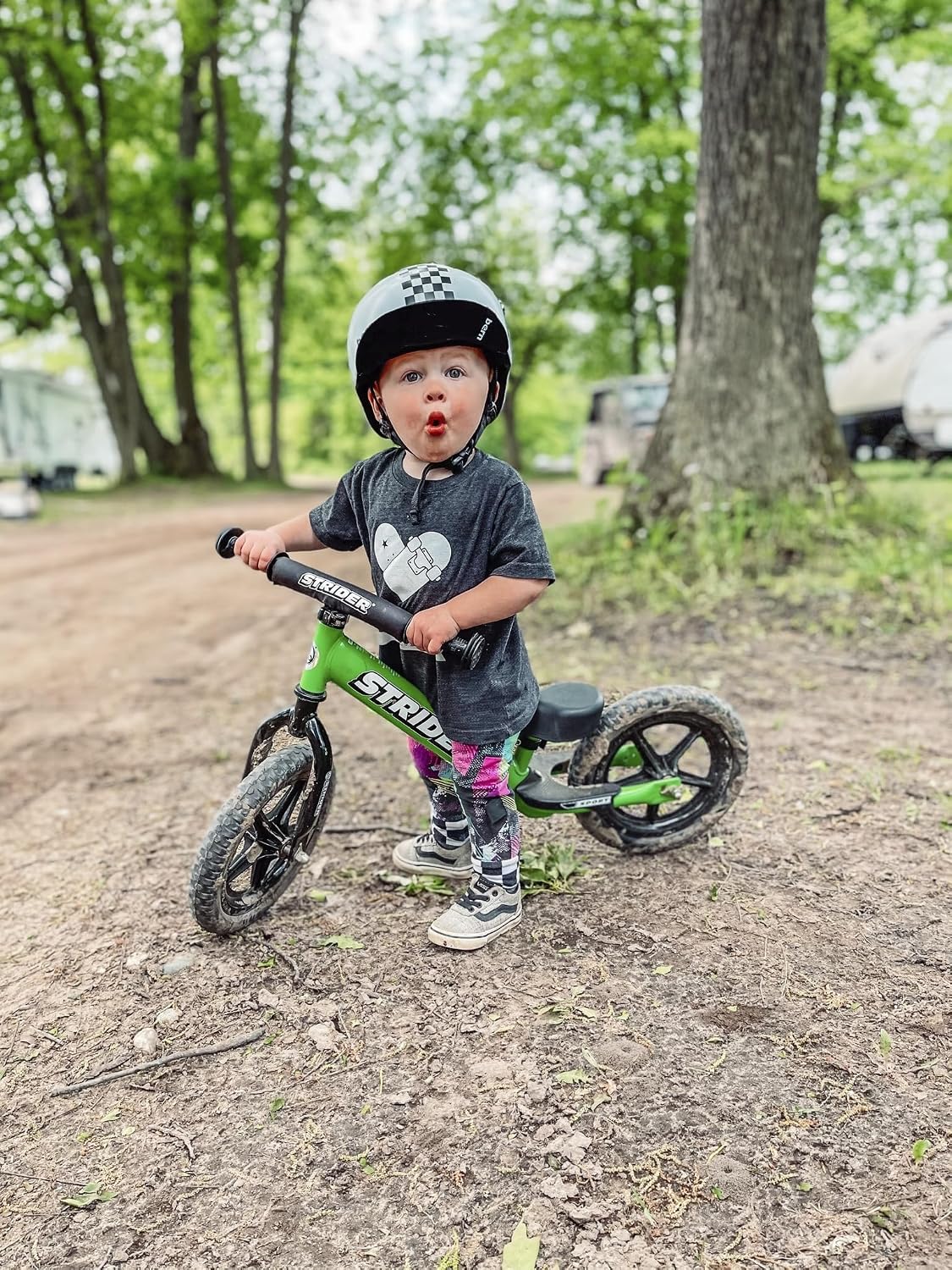 Strider 12' Sport Bike - No Pedal Balance Bicycle for Kids 1 to 4 Years - Includes Safety Pad, Padded Seat, Mini Grips & Flat-Free Tires - Tool-Free Assembly & Adjustments