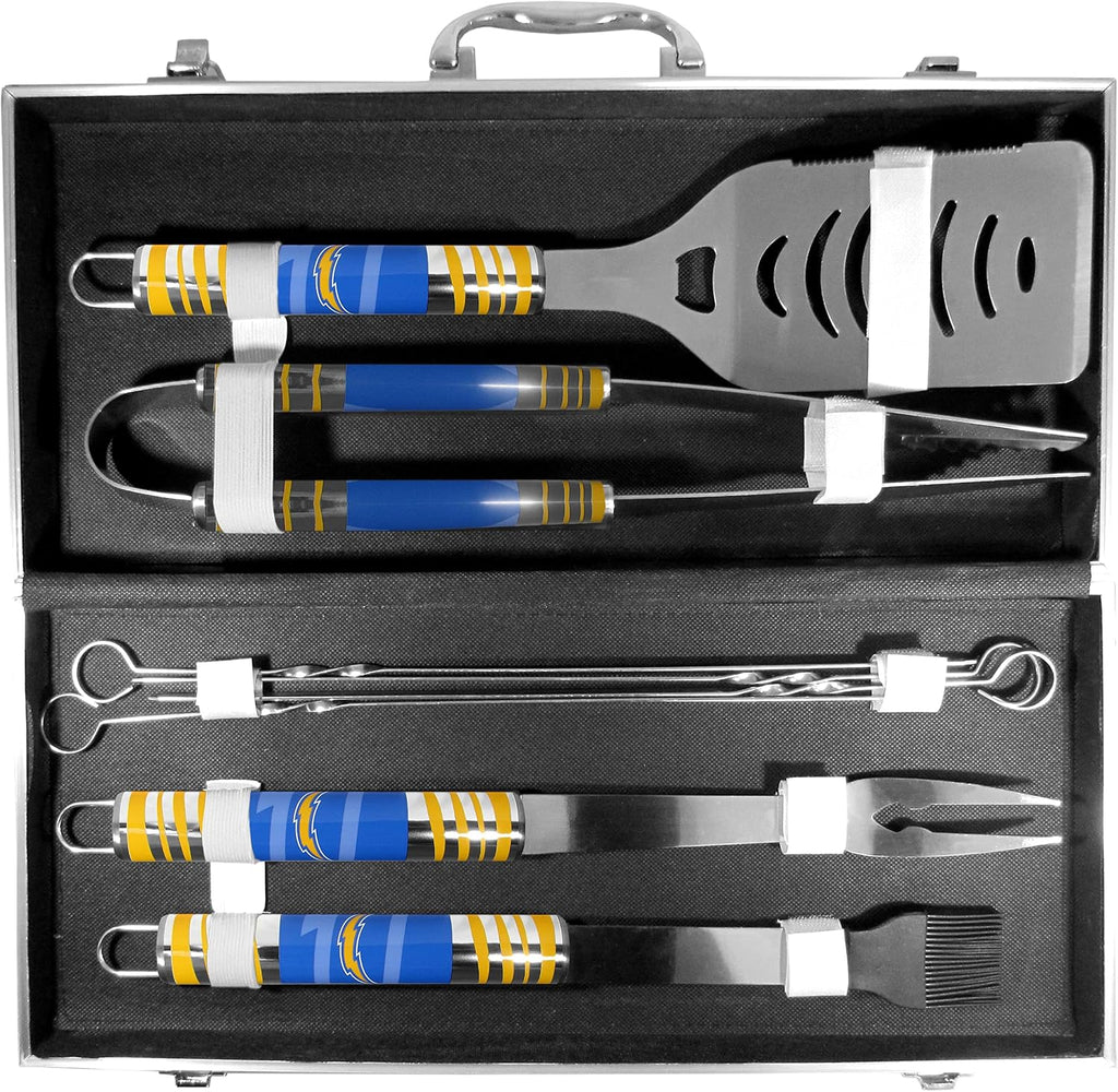 NFL Siskiyou Sports Fan Shop Los Angeles Chargers Steel Tailgater BBQ Set w/Case 8 piece Gray