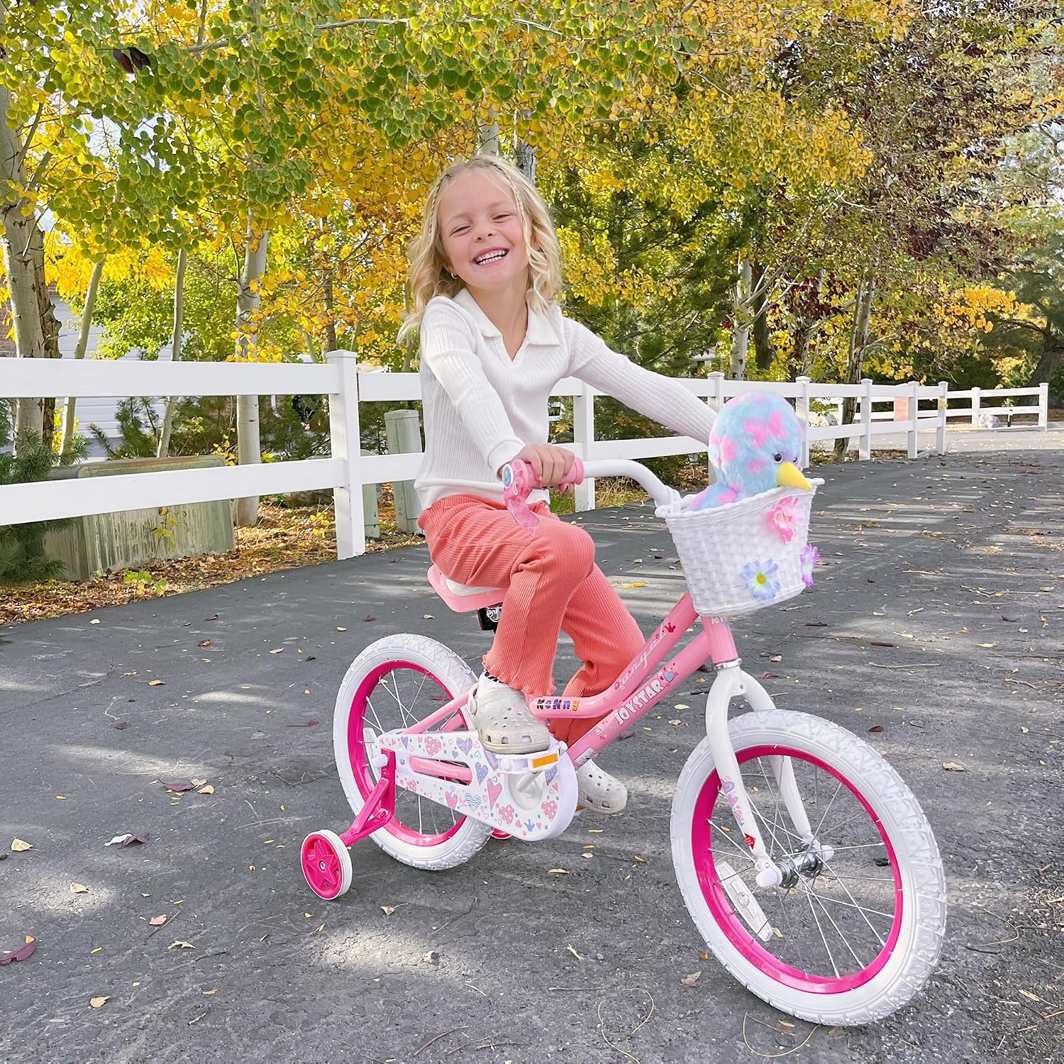 JOYSTAR Angel Girls Bike for Toddlers and Kids Ages 2-13 Years Old, 12 14 16 18 20 Inch Kids Bike with Training Wheels & Basket, 20 24 Inch Girls Bicycle with Handbrake & Kickstand