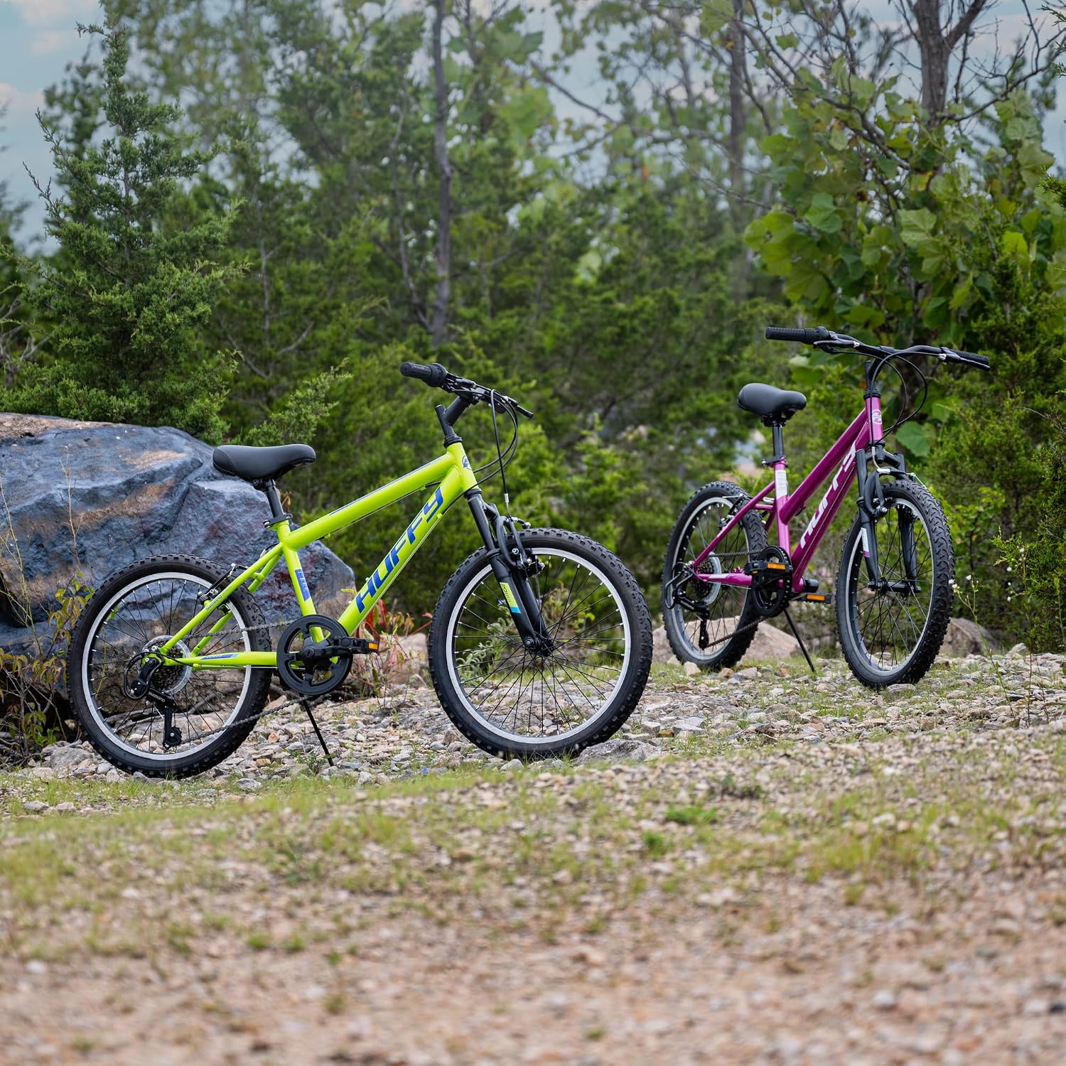 Huffy Stone Mountain Bike for Men and Women, 20'/24'/26', 6-Speed (20') or 21-Speed, Front or Dual Suspension (Varies), Multiple Colors, Adjustable Saddle, Shimano Equipped, All-Terrain Tires