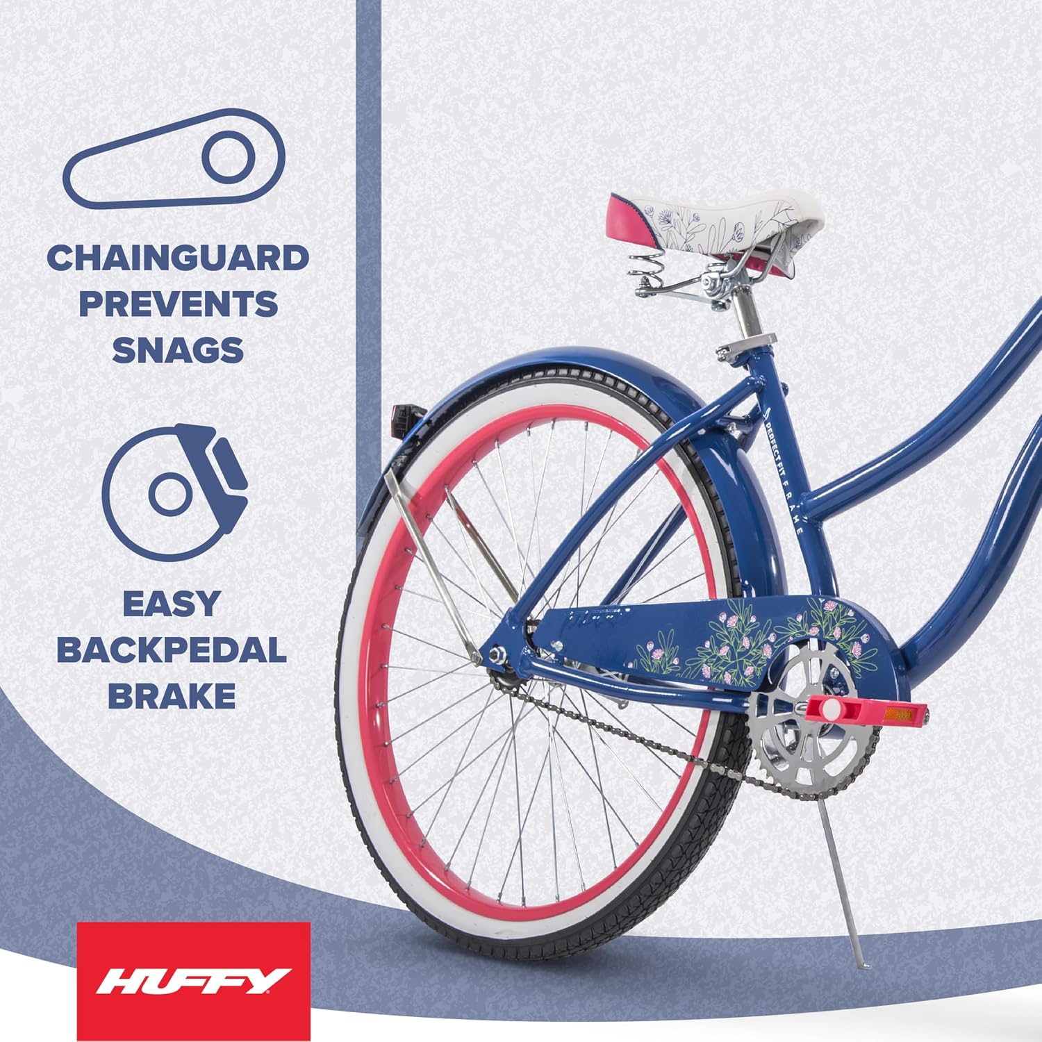 Huffy Cruiser Bike, Fairmont or Woodhaven Model, 20/24/26 Inch Sizes, Perfect for Casual Rides, Ergonomic Design, Rear Rack and Basket on Woodhaven Model, Simple Coaster Brakes, Multiple Color Options