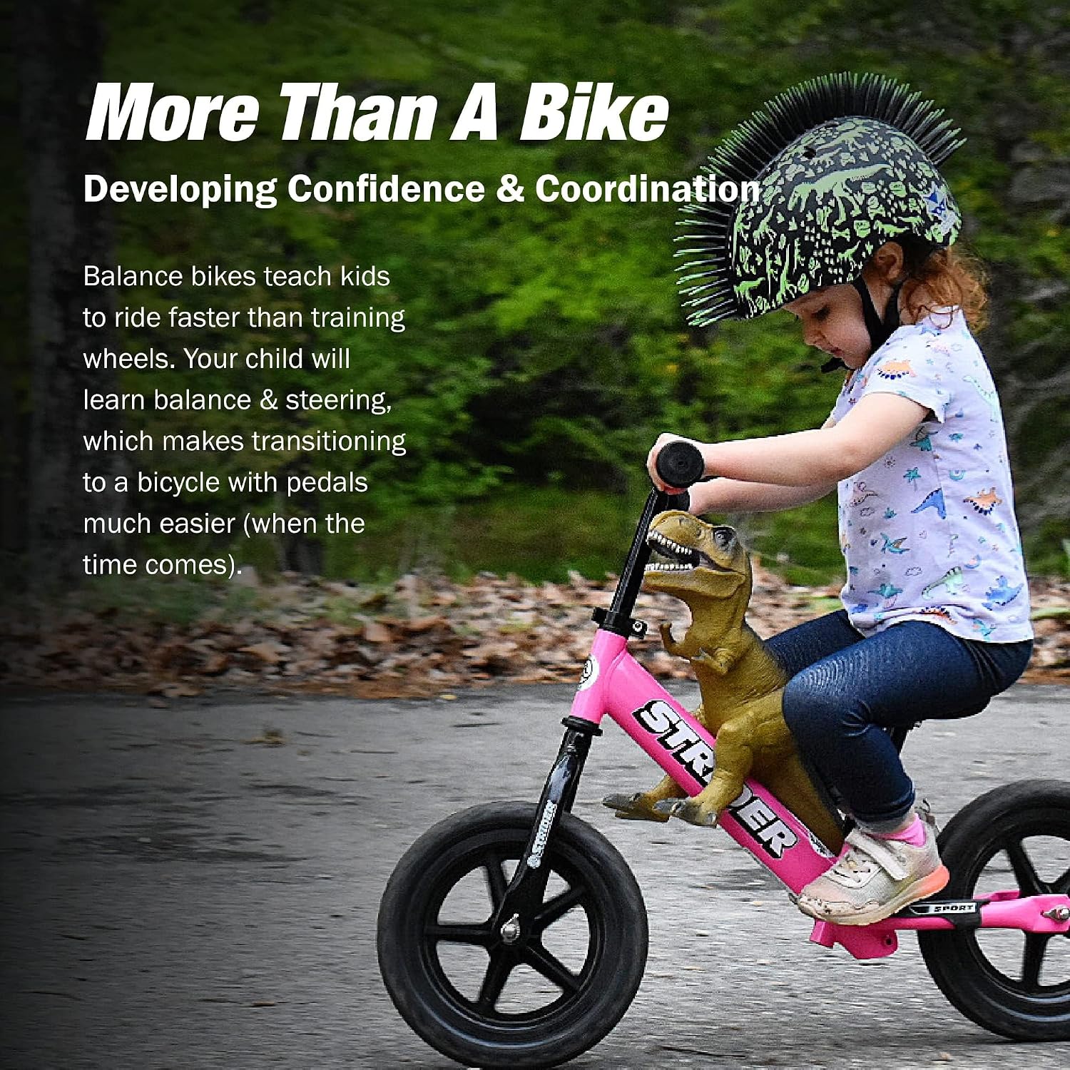 Strider 12' Sport Bike - No Pedal Balance Bicycle for Kids 1 to 4 Years - Includes Safety Pad, Padded Seat, Mini Grips & Flat-Free Tires - Tool-Free Assembly & Adjustments
