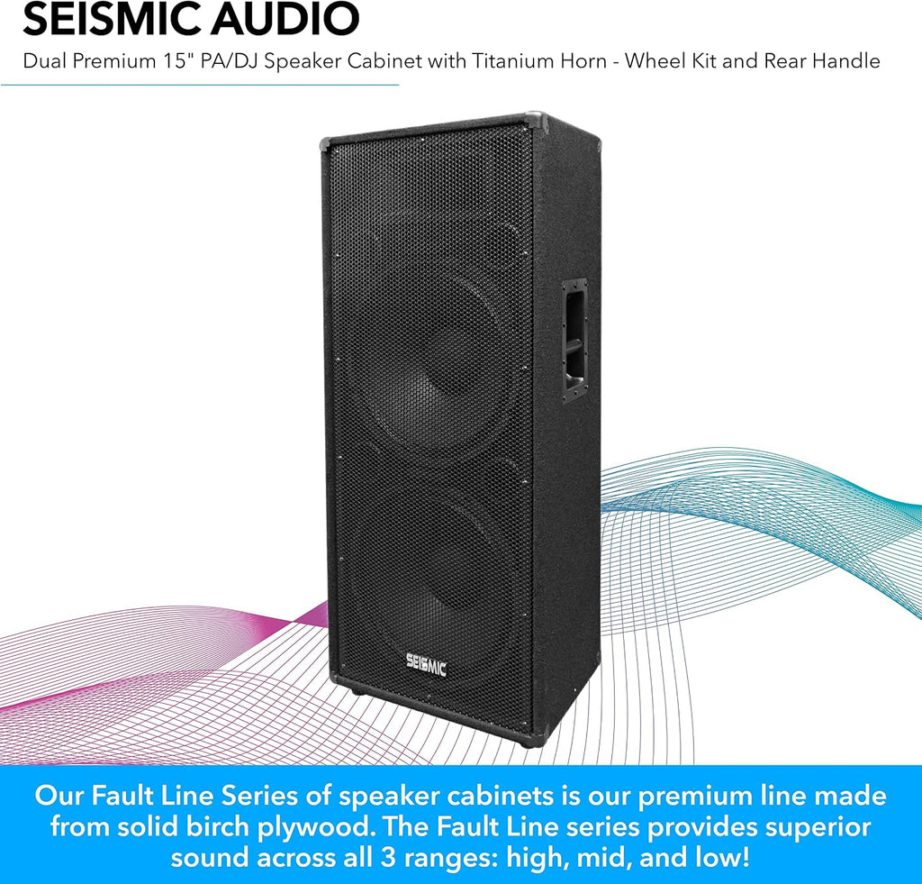 Seismic Audio FL-155PC-Single Dual Premium 15-Inch PA/DJ Speaker Cabinet with Titanium Horn 800-Watts RMS