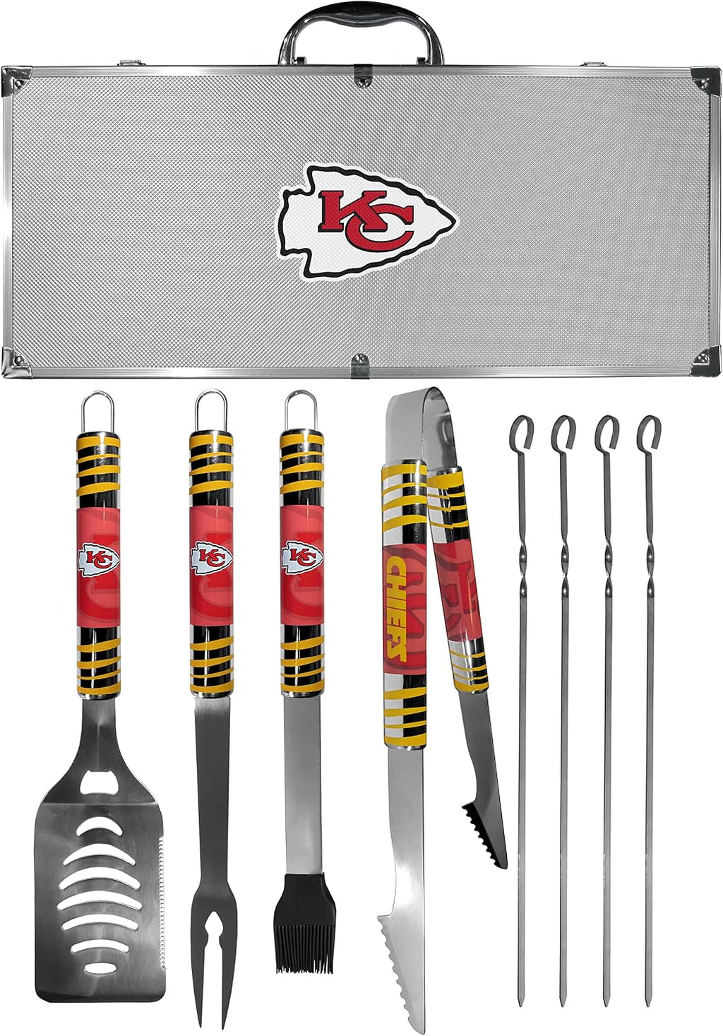 NFL Siskiyou Sports Fan Shop Kansas City Chiefs Steel Tailgater BBQ Set w/Case 8 piece Gray
