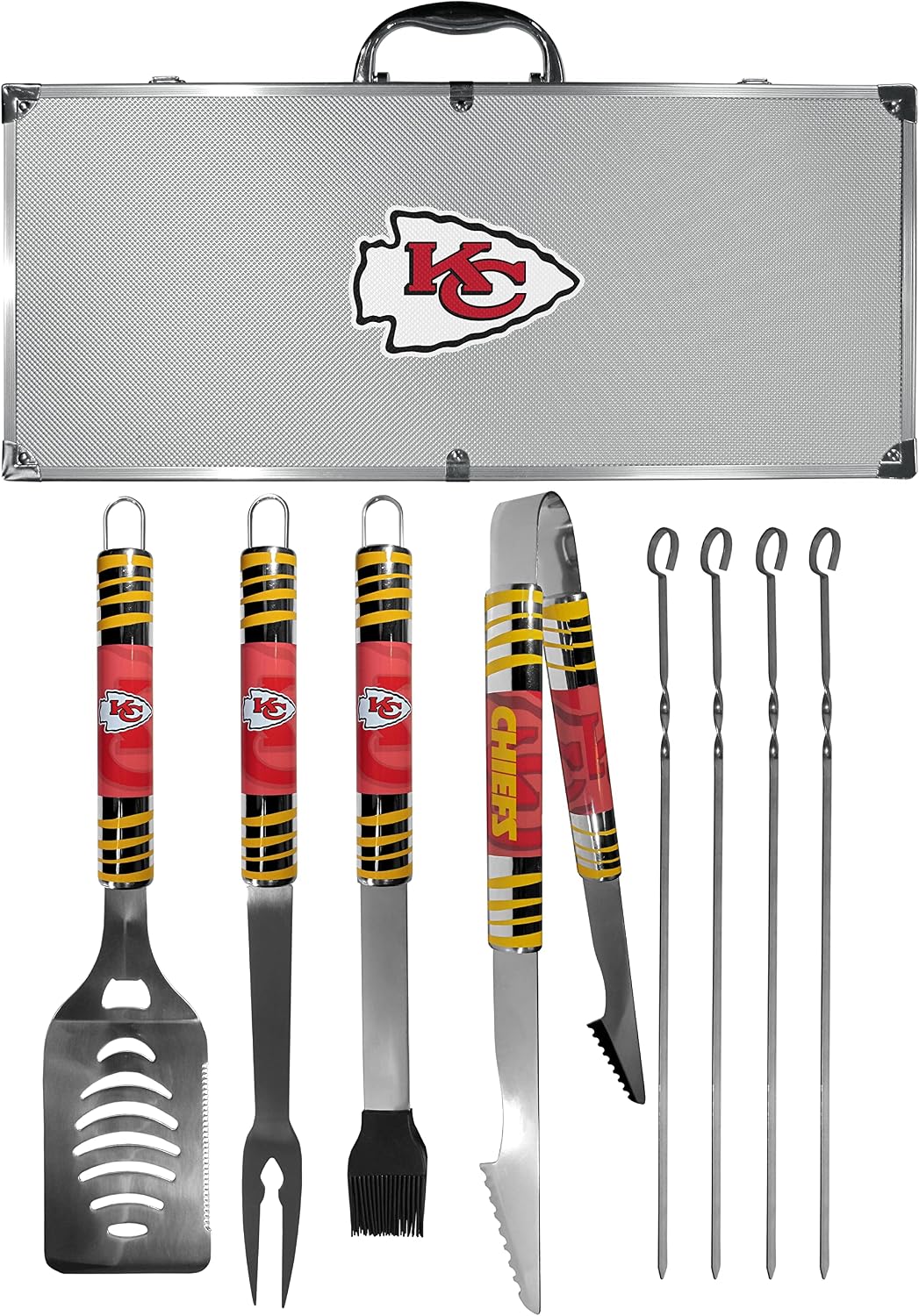 NFL Siskiyou Sports Fan Shop Kansas City Chiefs Steel Tailgater BBQ Set w/Case 8 piece Gray