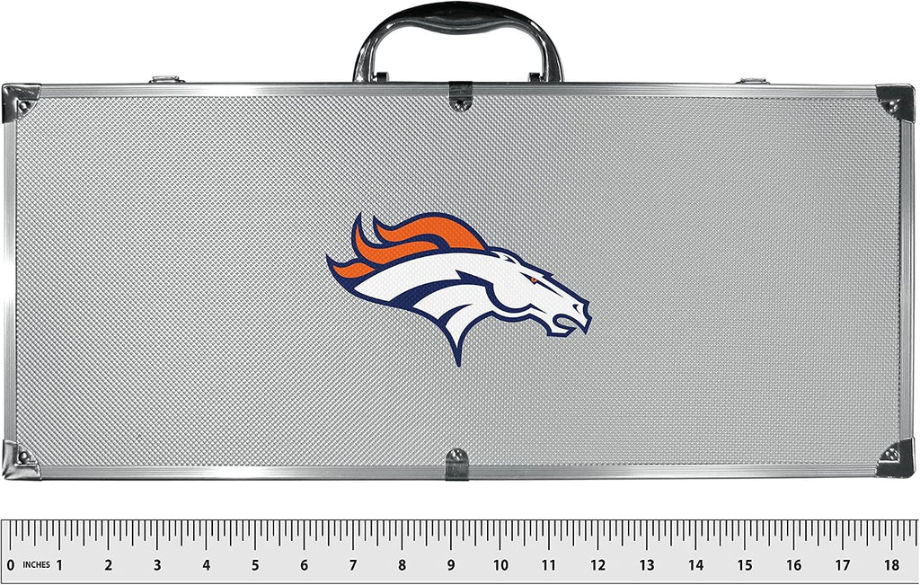 NFL Siskiyou Sports Fan Shop Denver Broncos Steel Tailgater BBQ Set w/Case 8 piece Gray