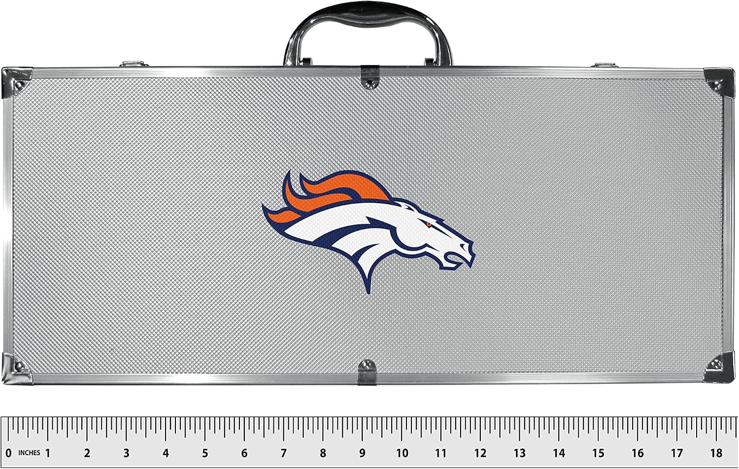 NFL Siskiyou Sports Fan Shop Denver Broncos Steel Tailgater BBQ Set w/Case 8 piece Gray