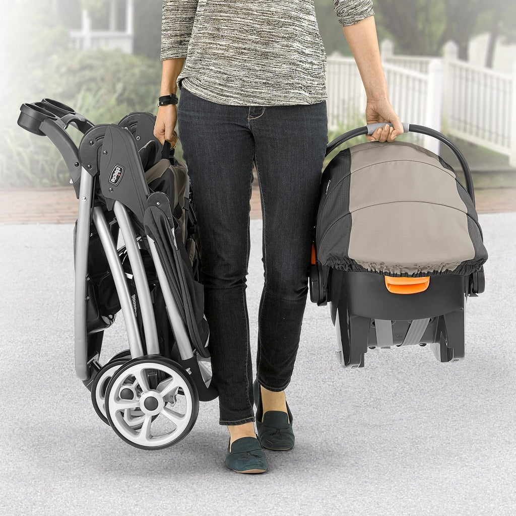 Chicco Viaro Travel System, Viaro Quick-Fold Stroller with KeyFit 30 Infant Car Seat and Base, Apex/Black