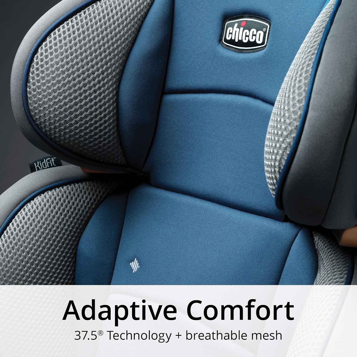 Chicco KidFit Adapt Plus 2-in-1 Belt-Positioning Booster Car Seat, Backless and High Back Booster Seat, for Children Aged 4 Years and up and 40-100 lbs., Vapor/Grey